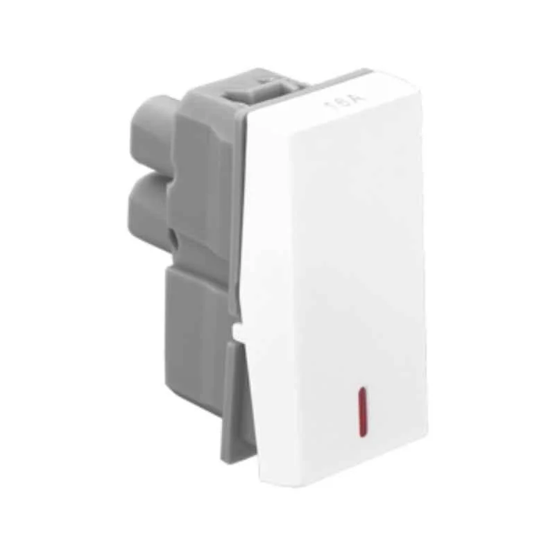 Legrand Allzy 16A 1 Way 1 Module Polycarbonate White Switch with Indicator, 681105