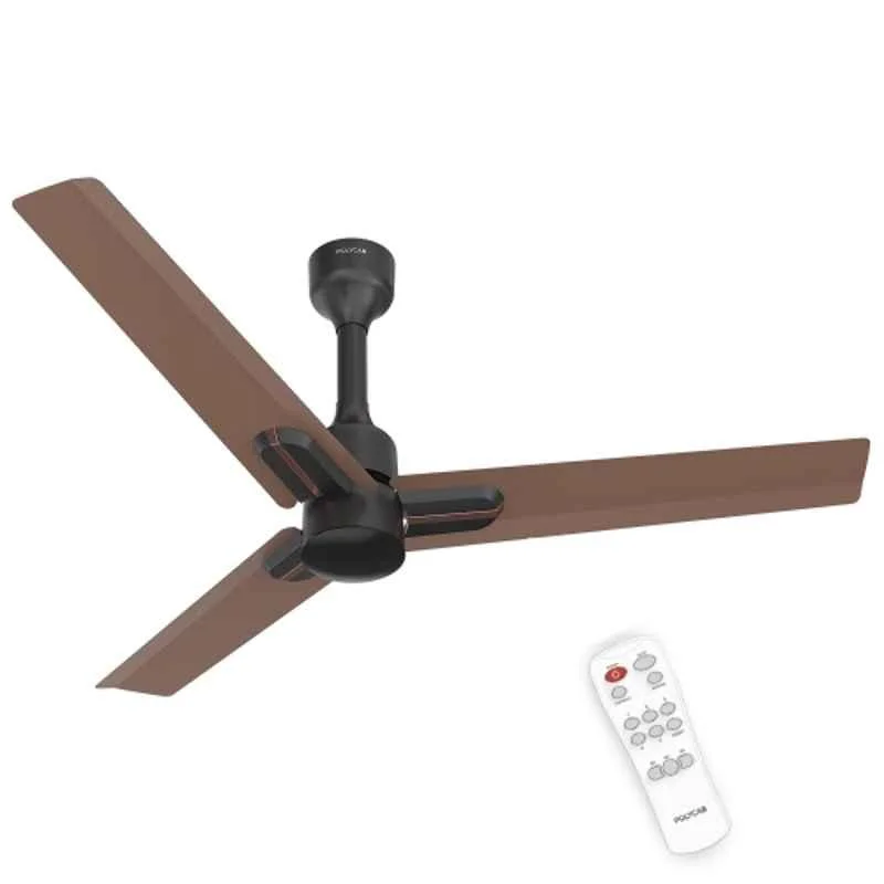 Polycab Wizzy Neo 35W 370rpm 5 Star 3 Blade Brown BLDC Ceiling Fan, Sweep: 1200 mm, FCBLDCES059M