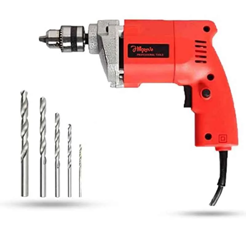 Hillgrove 500W 2600rpm Variable Speed Rotation Drill Machine with 5 Pcs HSS Drill Bits, HGCM911