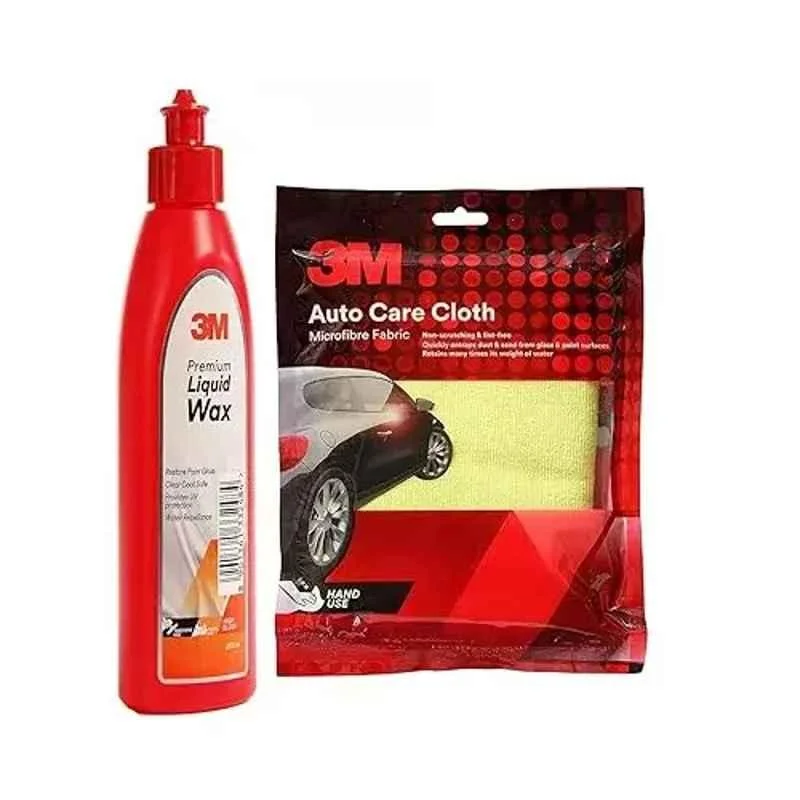 3M 200ml Liquid Wax & Microfiber Cloth