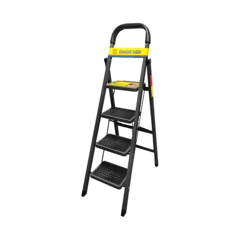 Jon Bhandari 90kg 4 Steps Alloy Steel Black Multipurpose Foldable Ladder, 4SL