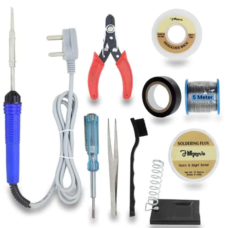 Hillgrove 10 in 1 Mobile Soldering Iron Equipment Tool Machine Kit with Flux Paste & Wire, HG0092