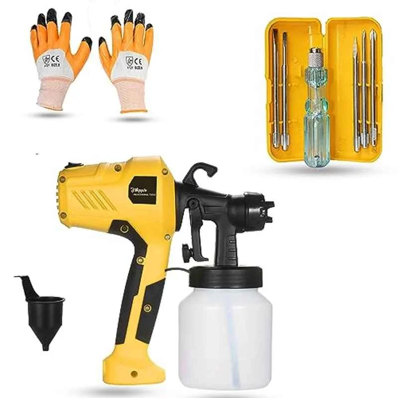 Hillgrove 400W 0.8 Litre Plastic DIY HVLP Paint Sprayer Gun with Gloves & 5 in 1 Screwdriver, HGCM1340