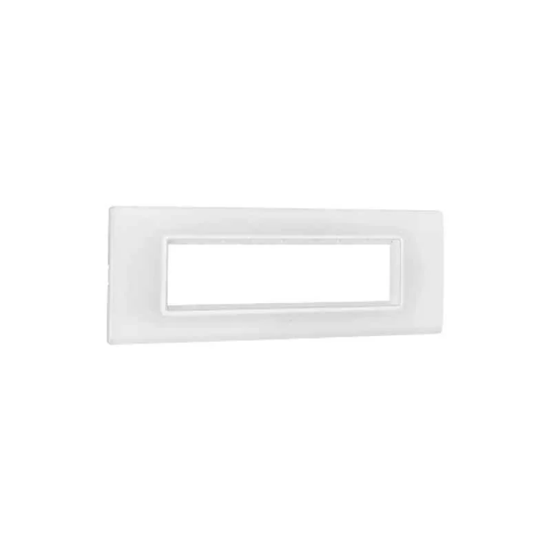 Legrand Allzy 8 Module Polycarbonate Glossy White Cover Plate with Frame, 681305