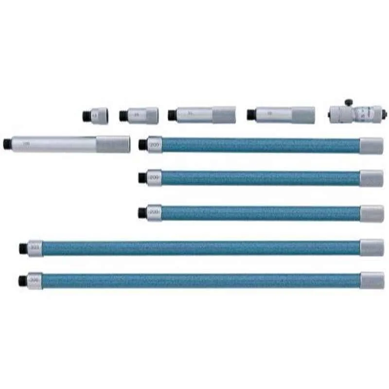 Mitutoyo 50-1500mm Extension Rod Tubular Vernier Inside Micrometer with 10 Pcs Extension Rod, 137-205
