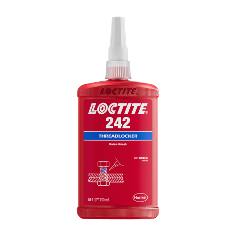 Loctite 242 Threadlocker 250ml, Medium Strength, Medium Viscosity, Locks Fasteners on Plated Surfaces, Prevents Loosening, Easy Disassembly