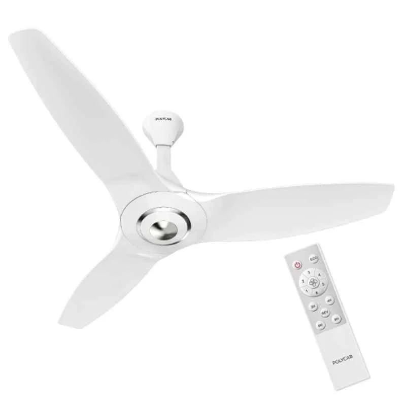 Polycab Silencio Cruiser 40W 310rpm 5 Star 3 Blade White Chrome Ceiling Fan, Sweep: 1200 mm, FCESPST013M