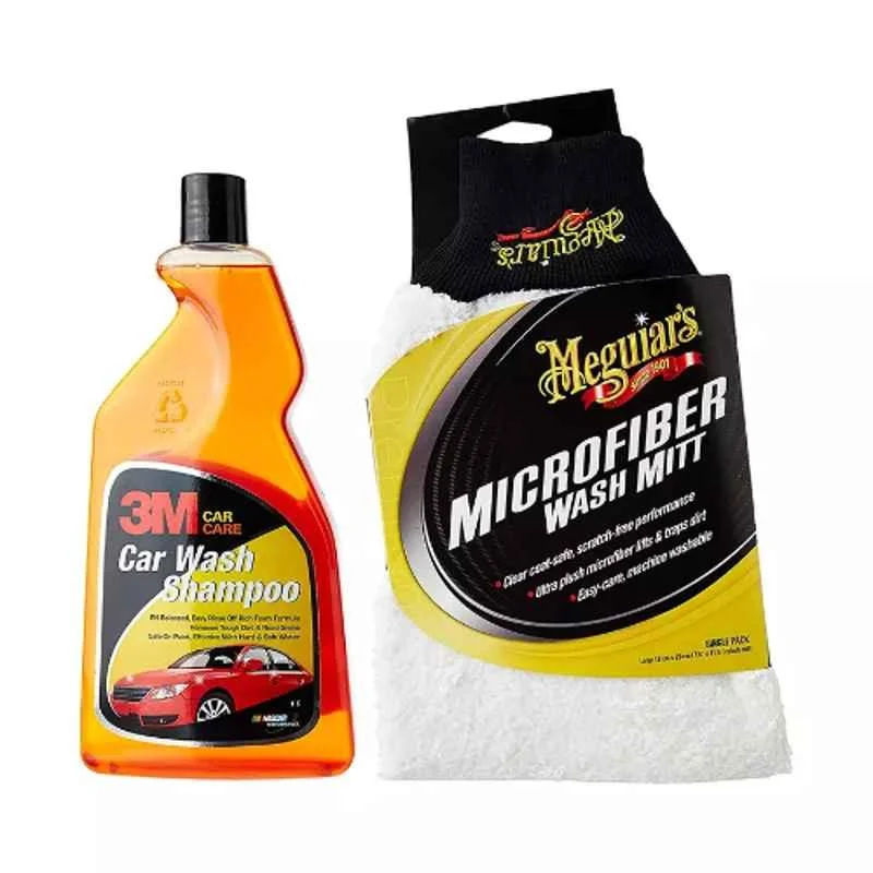 3M Car Cleaning Shampoo 1L, Microfiber Wash Mitt