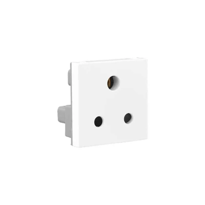 Legrand Allzy 6A 3 Pin Round White Socket with Shutter, 681124