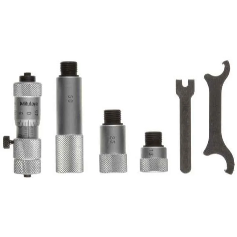 Mitutoyo 50-150mm Carbide Tipped Face Tubular Vernier Inside Micrometer with 3 Pcs Extension Rod, 137-206
