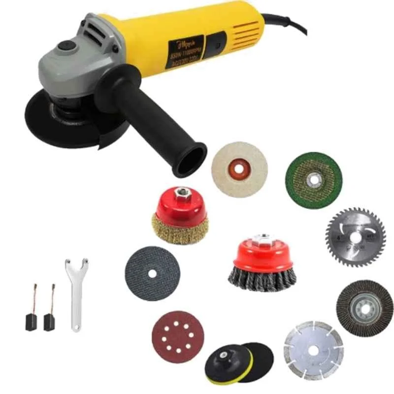 Hillgrove 4 inch 850W Copper Winding Hand Angle Grinder with 10 Pcs Wheel, HGCM1355M1