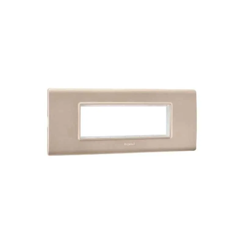 Legrand Allzy 6 Module Polycarbonate Aluminium Champagne Cover Plate with Frame, 681348