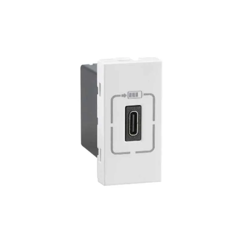 Legrand Lyncus 1500mA 1 Module Type-C White USB Charger Socket, 677290