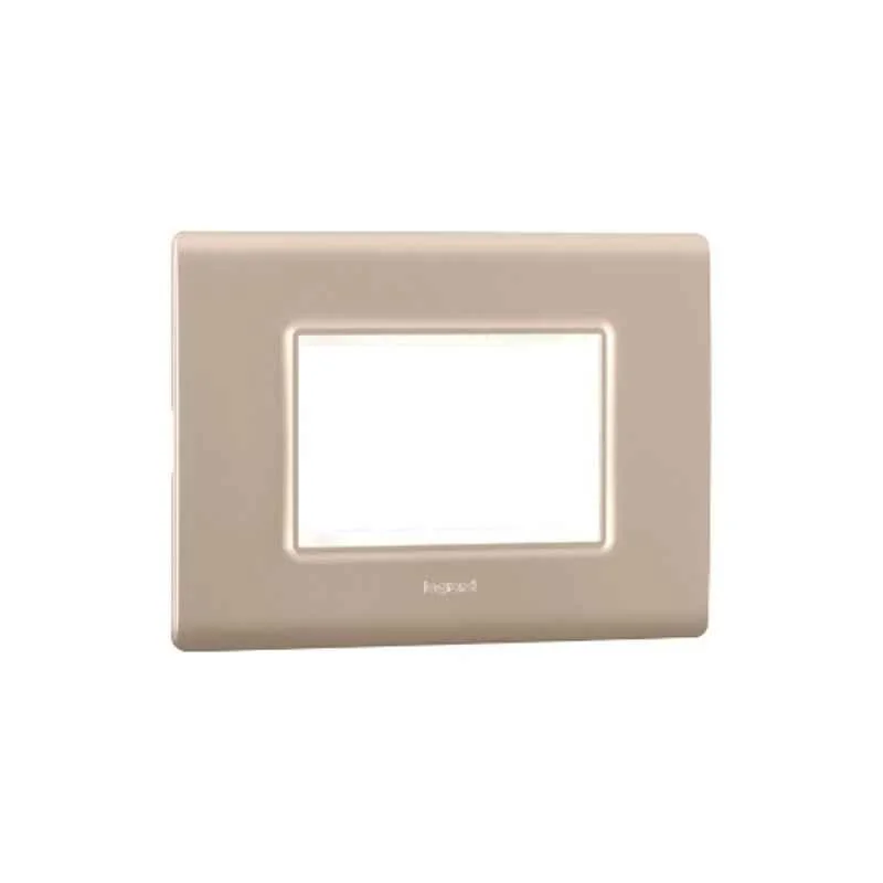 Legrand Allzy 3 Module Polycarbonate Aluminium Champagne Cover Plate with Frame, 681346