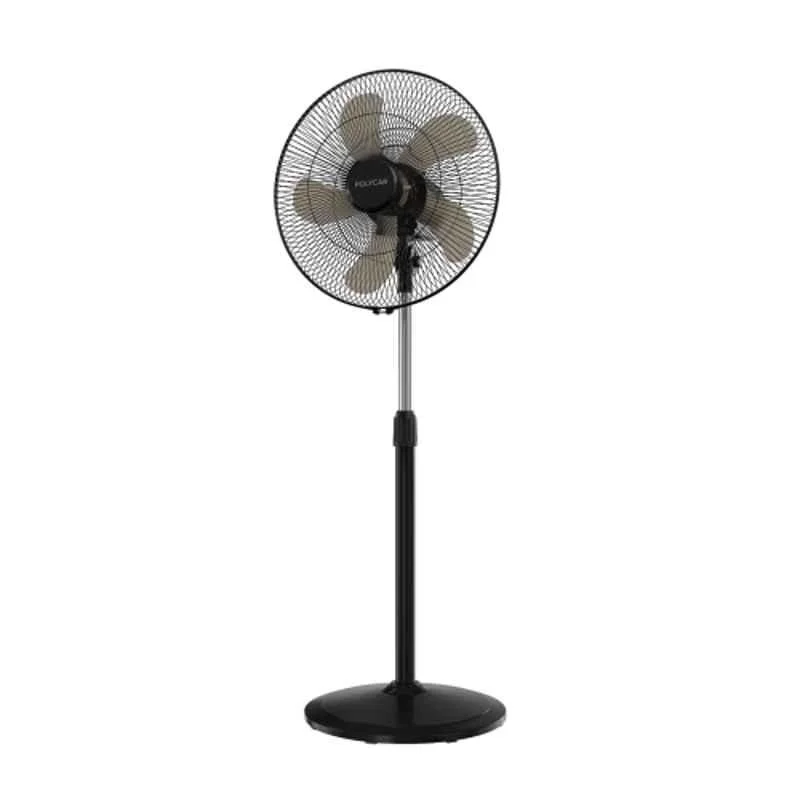 Polycab Optima 60W 1350rpm 5 Blade Black Mini Pedestal Fan, Sweep: 400 mm, POLY1105
