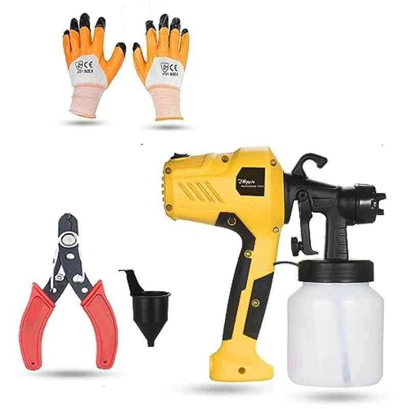 Hillgrove 400W 0.8 Litre Plastic DIY HVLP Paint Sprayer Gun with Gloves & Wire Cutter, HGCM1325