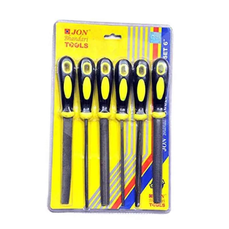 Jon Bhandari Tools 6 Pcs 6 inch Cast Iron File Set with PVC Handle