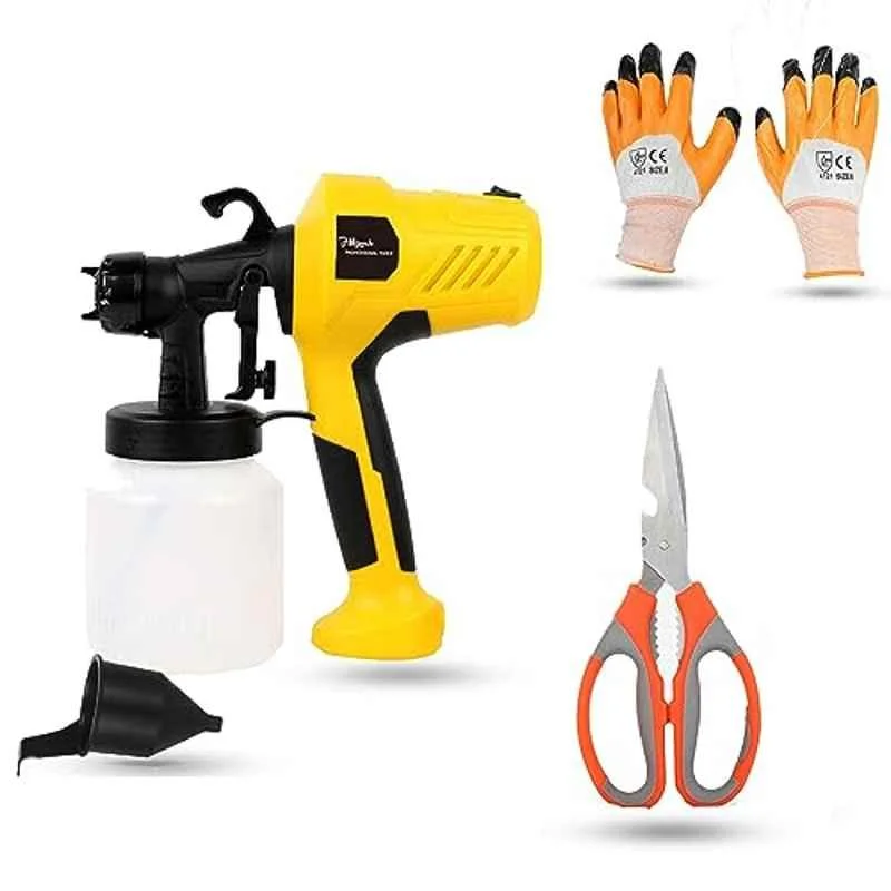 Hillgrove 400W 0.8 Litre Plastic DIY HVLP Paint Sprayer Gun with Gloves & Scissor, HGCM1334