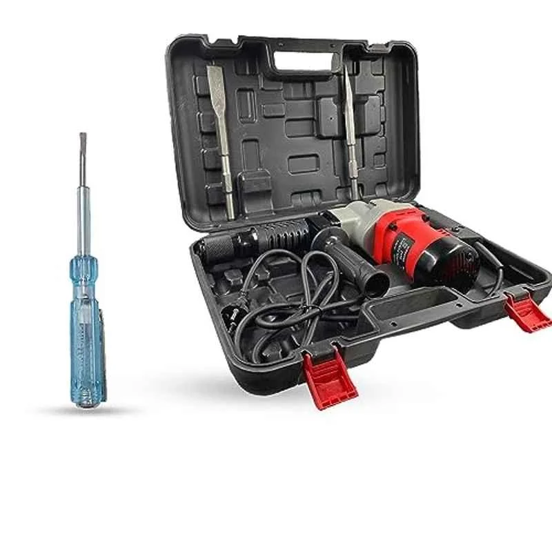 Hillgrove 1200W Demolition Hammer Concrete Breaker with 2 Bits & Line Tester, HGCM1396