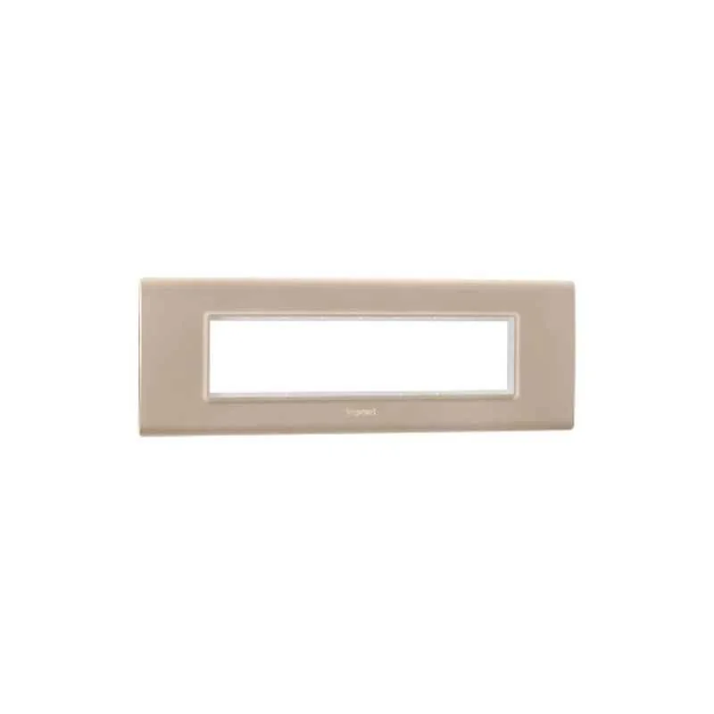 Legrand Allzy 8 Module Polycarbonate Aluminium Champagne Cover Plate with Frame, 681349