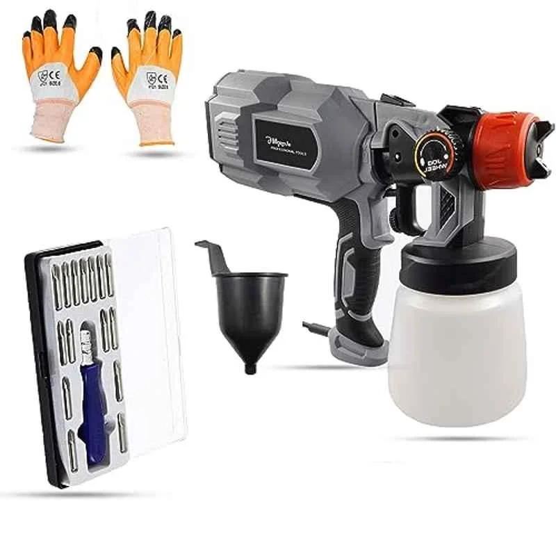 Hillgrove 550W 0.8 Litre Plastic DIY HVLP Paint Sprayer Gun with Gloves & 16 in 1 Screwdriver, HGCM1281