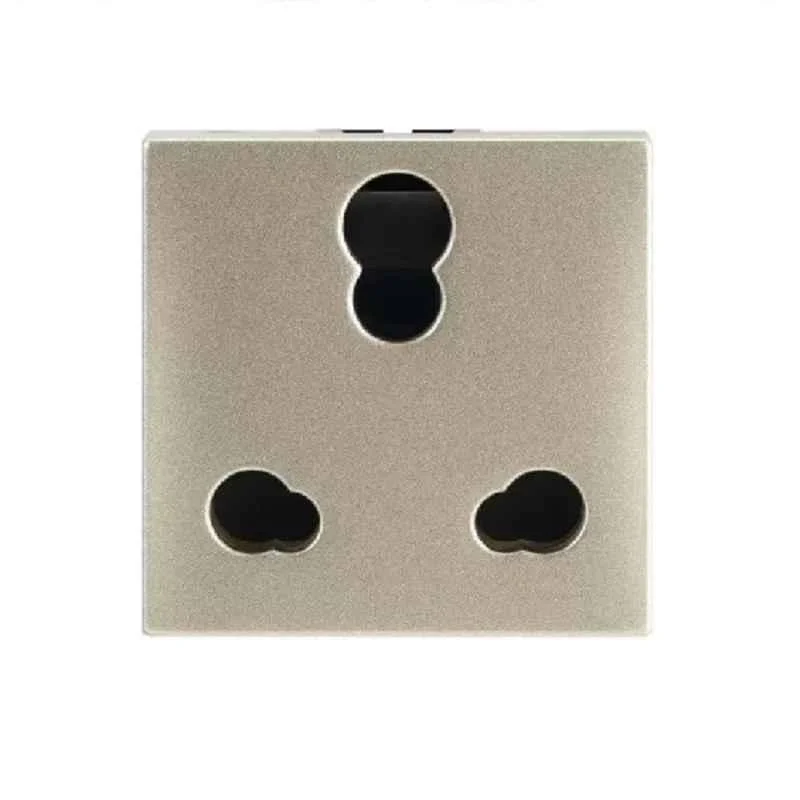 Legrand Arteor 6/16A 3 Pin 2 Module Champagne Indian Standard Socket with Shutter, 5748 34