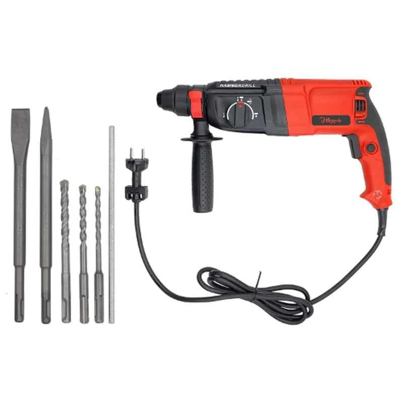 Hillgrove 1200W 26mm Red Hammer Drill Machine with 5 Bits, HG0084