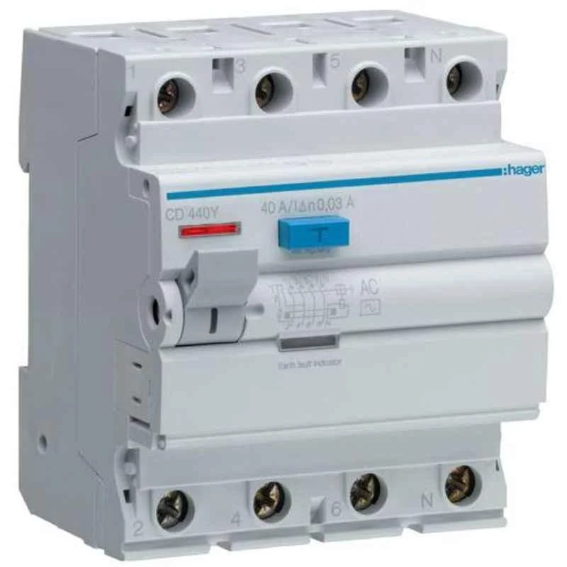 Hager 100mA 40A Four Pole RCCB, CE440Y