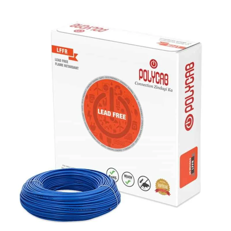 Polycab 4 Sqmm 90m Blue Single Core FRLF Multistrand PVC Copper Insulated Unsheathed Industrial Cable