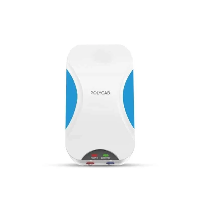 Polycab Intenso 5 Litre 3000W Plastic White & Blue Instant Geyser with Copper Element