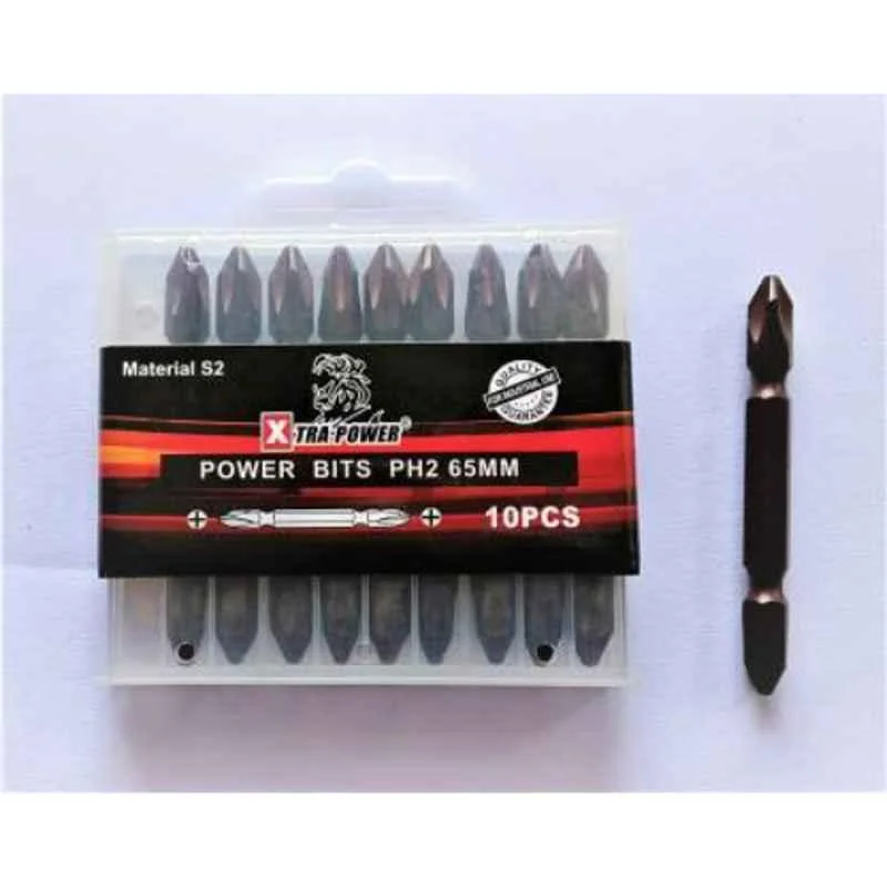 Xtra Power 10 Pcs 65mm PH2 Screw Driver Bits Set