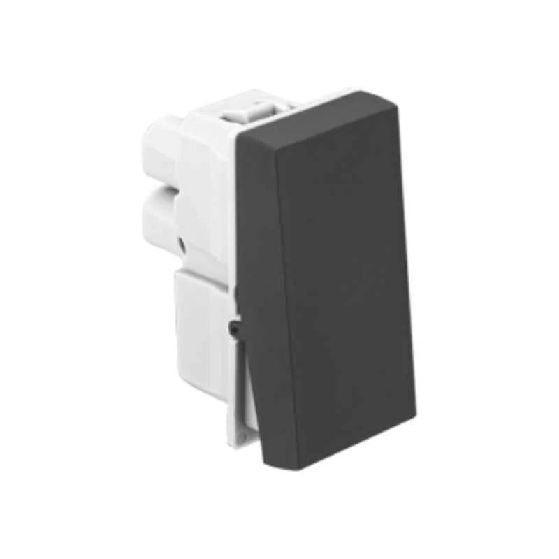 Legrand Allzy 6A 1 Way 1 Module Polycarbonate Matt Black Switch, 681200