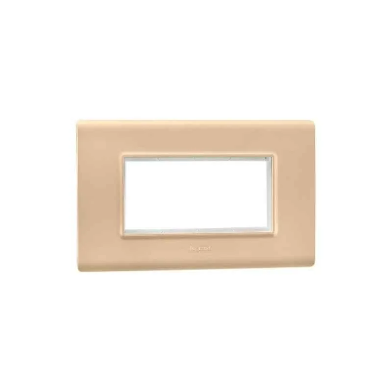 Legrand Allzy 4 Module Polycarbonate Matt Gold Cover Plate with Frame, 681336