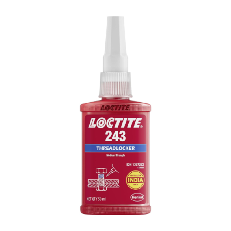 Loctite 243 Threadlocker 50ml, Medium Strength, Medium Viscosity, Locks Fasteners On Metal & Plated Surfaces, High Temp & Oil Resistant