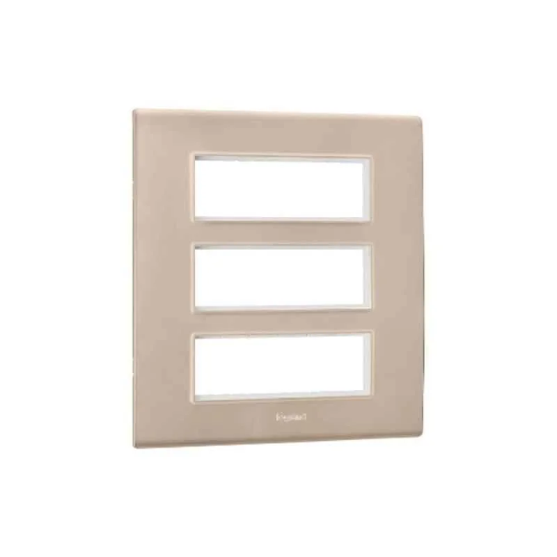 Legrand Allzy 18 Module Polycarbonate Aluminium Champagne Cover Plate with Frame, 681354