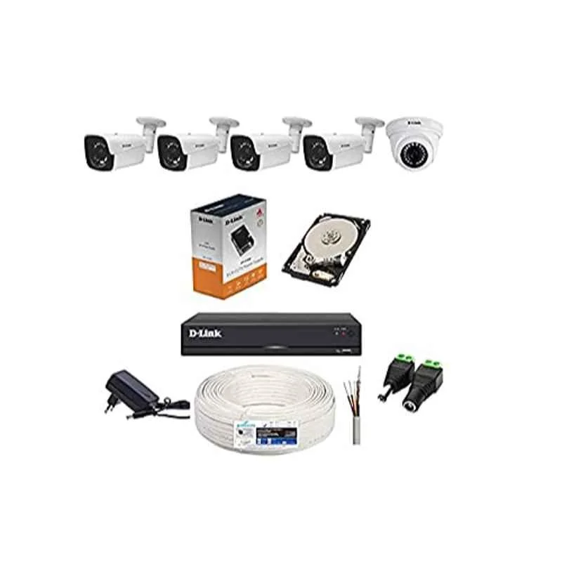 D-Link 2MP CCTV Camera Kit with 1 Pc Dome Camera, 4 Pcs Bullet Camera, 1 Pc 8 Channel DVR, 2TB Hard Disk & All Accessories