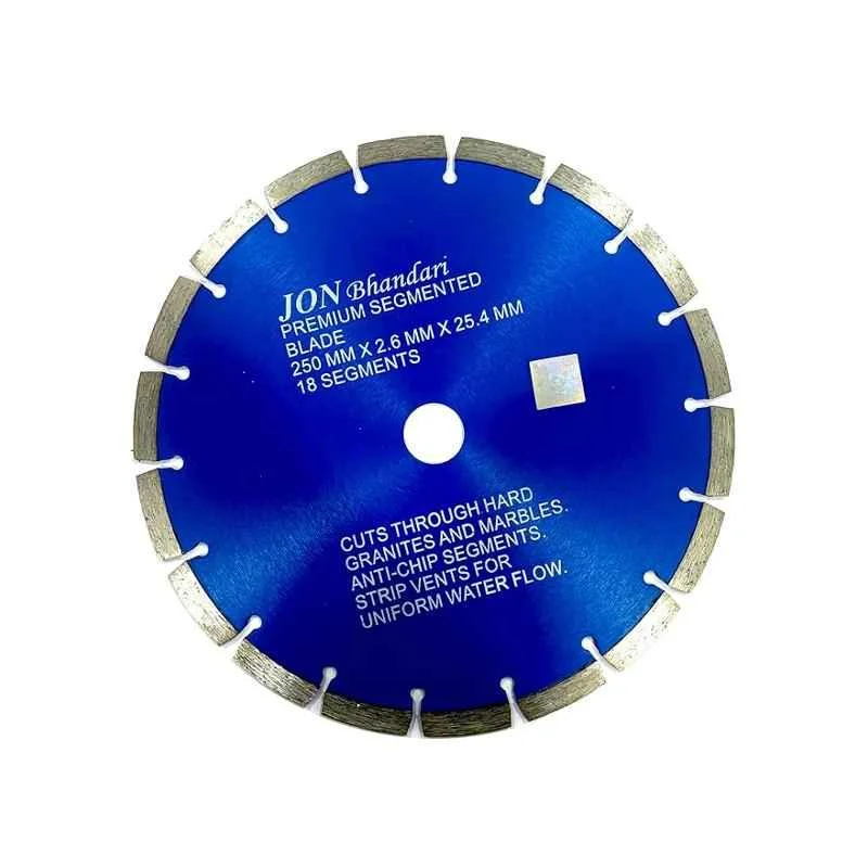 Jon Bhandari 250x2.6x25.4mm Premium Segmented Marble & Granite Cutting Blade for Marbles, Granites & Various Stones, MB10