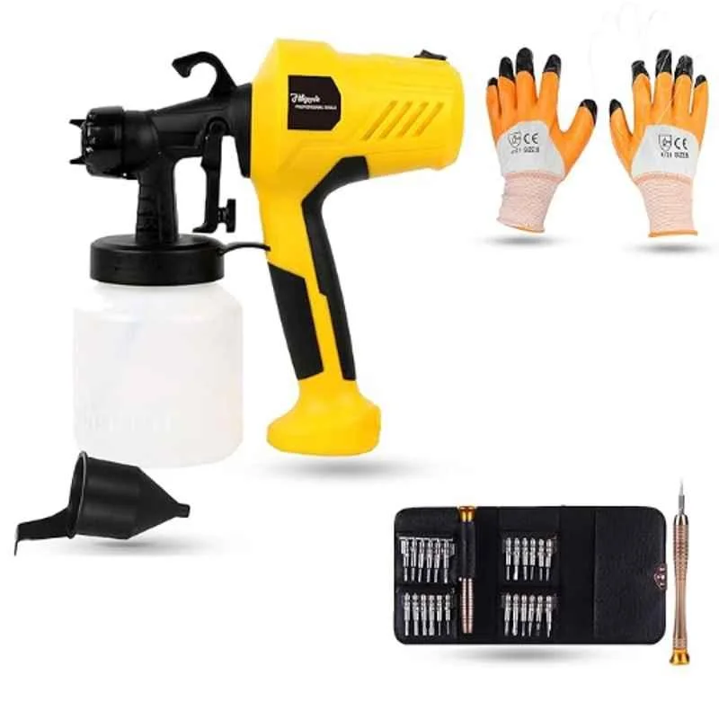 Hillgrove 400W 0.8 Litre Plastic DIY HVLP Paint Sprayer Gun with Gloves & 25 in 1 Screwdriver, HGCM1322