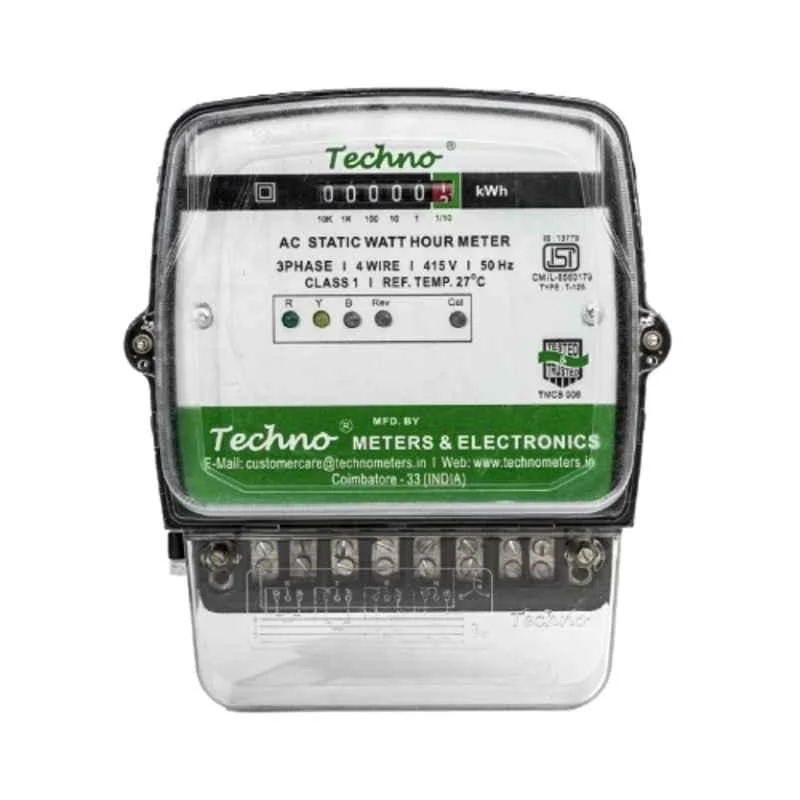 Techno 10-60A Polycarbonate Three Phase Counter Display Energy Meter, TMCB006