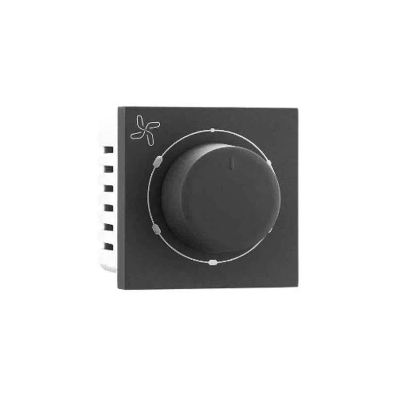 Legrand Allzy 5 Steps 2 Module 100W Matt Black Fan Regulator with 360 Degree, 681241