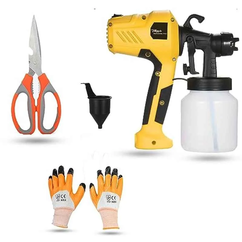 Hillgrove 400W 0.8 Litre Plastic DIY HVLP Paint Sprayer Gun with Gloves & Scissor, HGCM1314