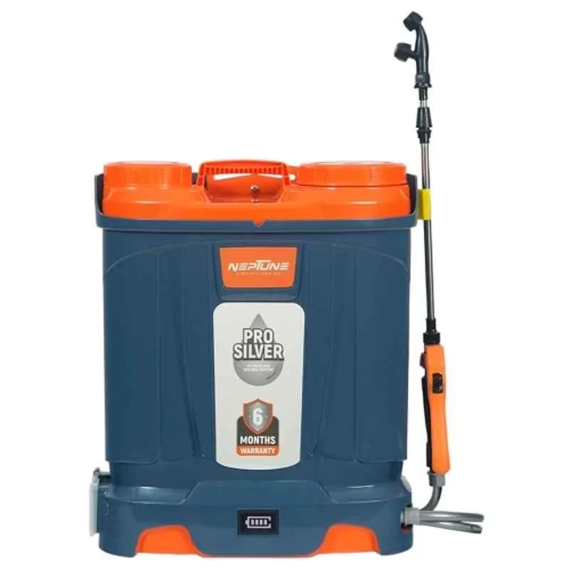 Neptune Silver Pro-13 Plus 18 Litre 12V 12Ah Knapsack Battery Sprayer with 3 Way Lance & 5 Nozzles