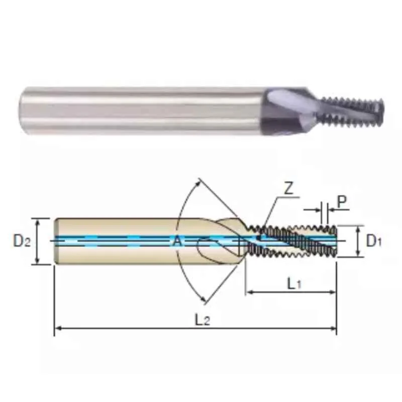 YG-1 14mm Solid Carbide TiAlN Coated Thread Mill, L4271500, Overall Length: 90 mm