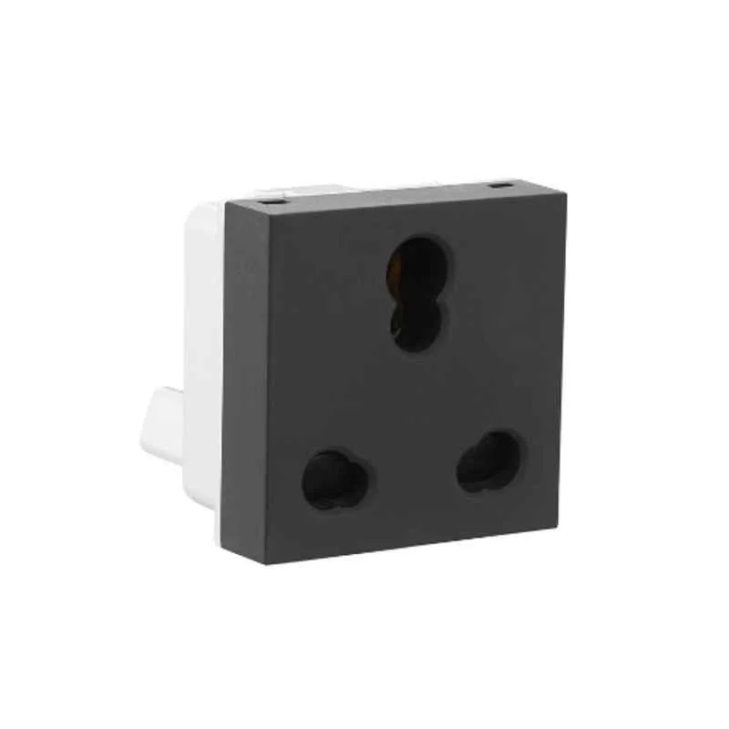 Legrand Allzy 6/16A 240V 2 Module Polycarbonate Matt Black Socket with Shutter, 681222