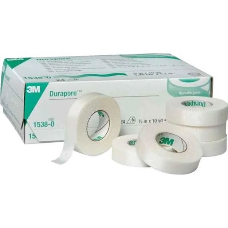 3M 1/2 inch Durapore Surgical Tape Roll, 1538-0 (Pack of 24)