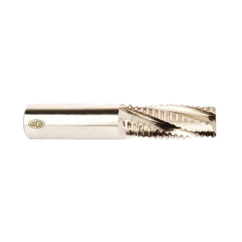 Addison 60.32mm HSS M42 Tin Coated Parallel Shank Roughing End Mill with Ground Relieved Chip Breaker Groove