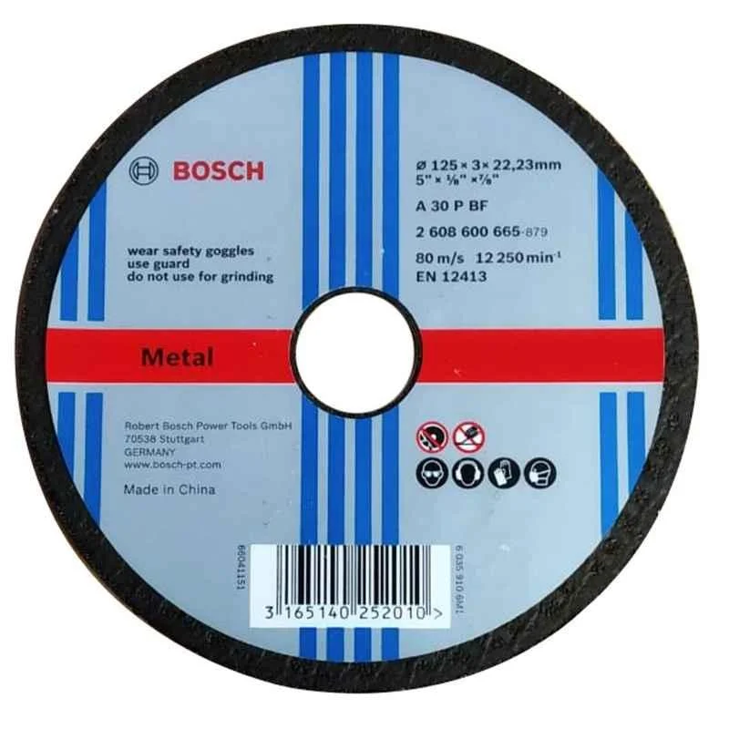 Bosch 125x3x22.23mm A 30 P BF Straight Cutting Wheel for Metal, 2608600665 (Pack of 25)