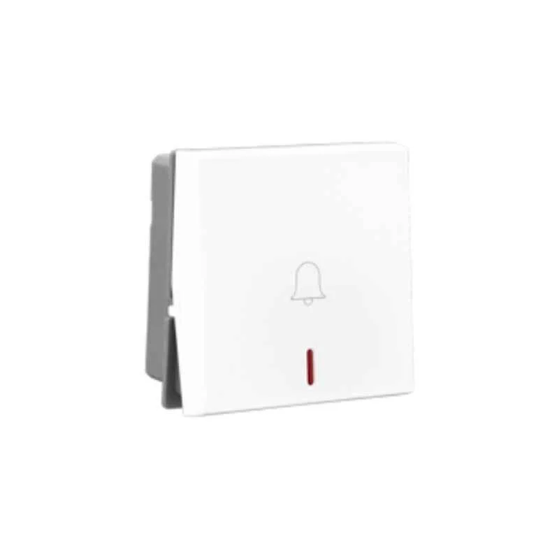 Legrand Allzy 6A 1 Way 2 Module White Bell Push with Symbol & Indicator, 681114