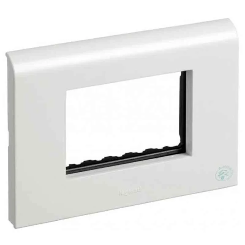 Legrand Myrius 3 Module White Plastic Cover Plate with Support Frame, 6732 03