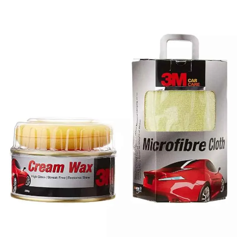 3M Wax 220 Ml, Microfiber Cloth, 16x16 inch Car Cleaning Combo